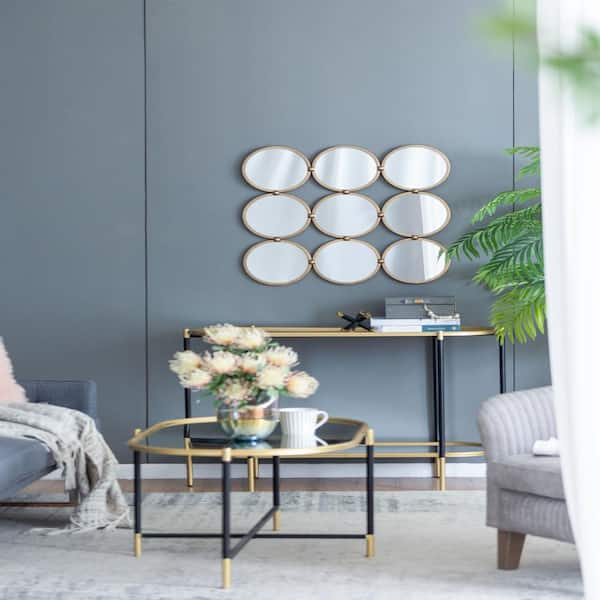 Unbranded 27 in. W x 27 in. H Contemporary Square Metal Frame Champagne Mirror, for Bedroom, Living Room, Entryway