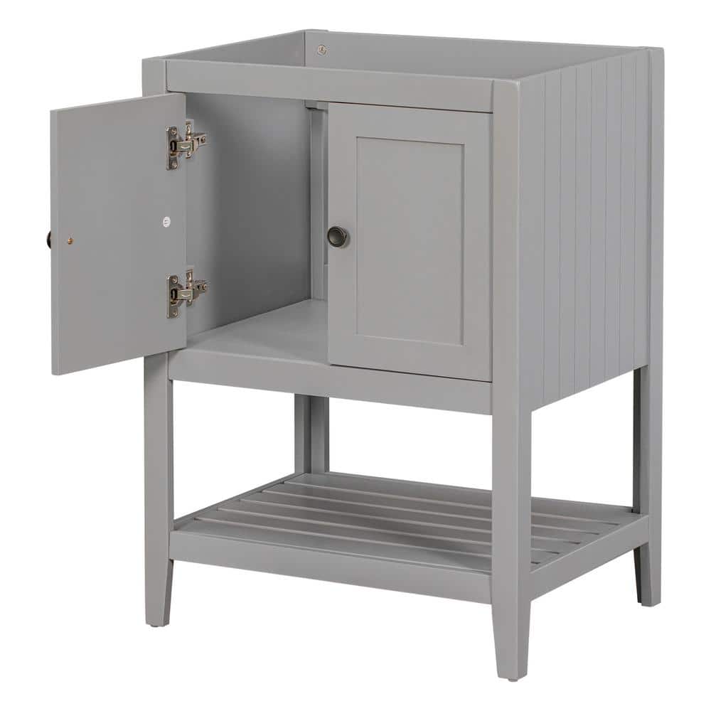 23.7 in. W x 17.8 in. D x 33 in. H Bathroom Gray Linen Cabinet