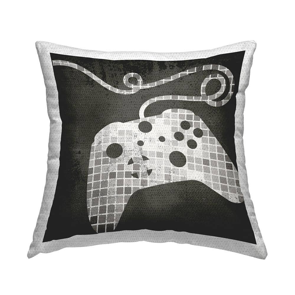 Gaming Controller Silhouette Geometric Squares Pattern Grey Square Outdoor Throw Pillow price history on PriceWatchPro