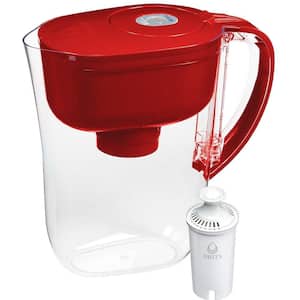 Small 6-Cup Water Filter Pitcher with SmartLight Change Indicator, Last 2-Months, BPA-Free in Red