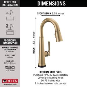Emmeline Single-Handle Bar Faucet with Touch2O in Lumicoat Champagne Bronze