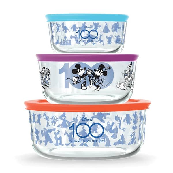 Pyrex Special Edition Disney Decorated Glass Storage 6 ct