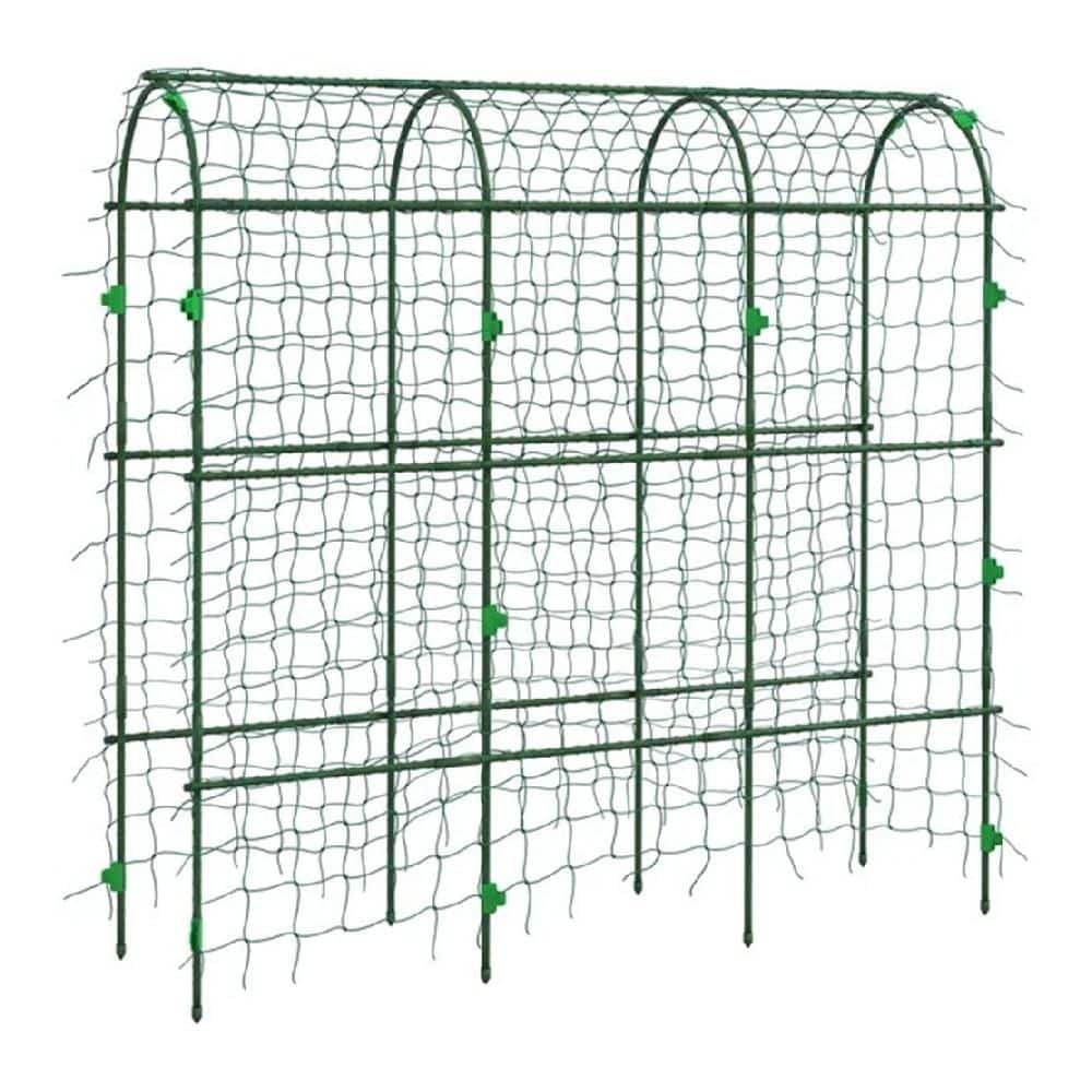 72 in. Arch Metal Garden Trellis with Climbing Net, Adjustable Layers and W