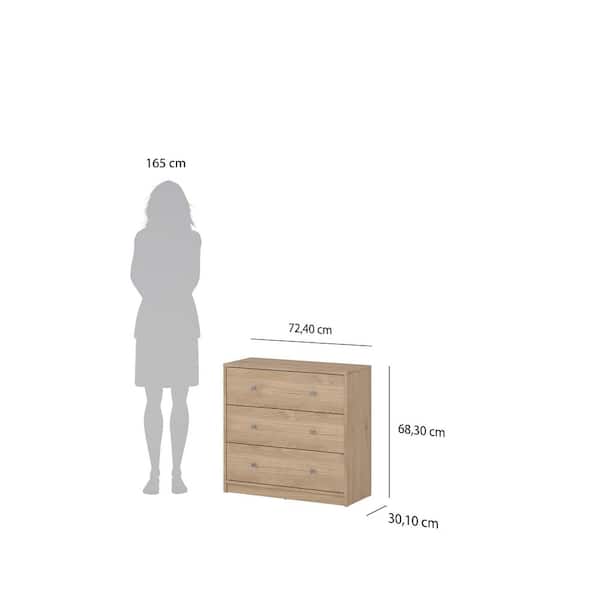 Tvilum Portland 3-Drawer Jackson Hickory Chest of Drawers 26.89 in