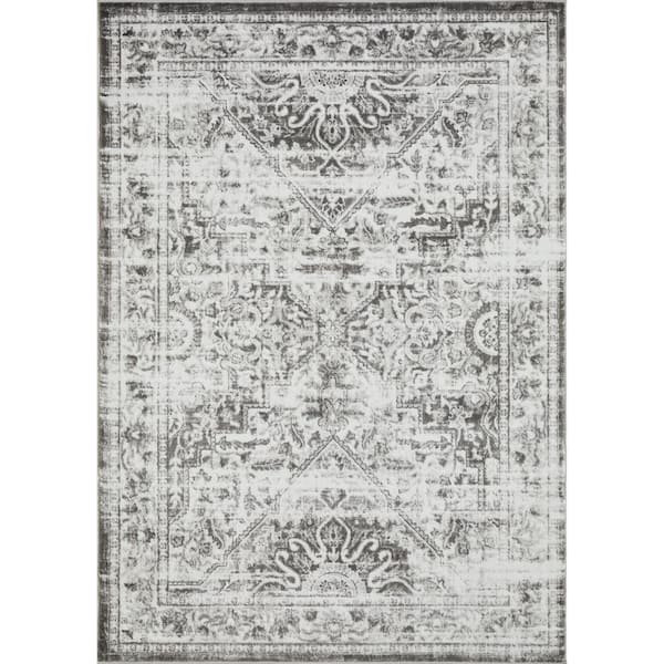 LOOMAKNOTI Rhane Aliziaz Cream 9 ft. 10 in. x 12 ft. 10 in. Oriental Polypropylene Area Rug