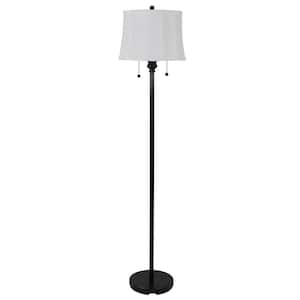 61.5'' Twin Pull Oil Rubbed Bronze Steel Floor Lamp with Faux Silk Shade