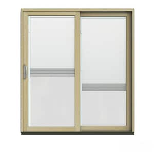 72 in. x 80 in. W-2500 Contemporary White Clad Wood Right-Hand Full Lite Sliding Patio Door w/Unfinished Interior