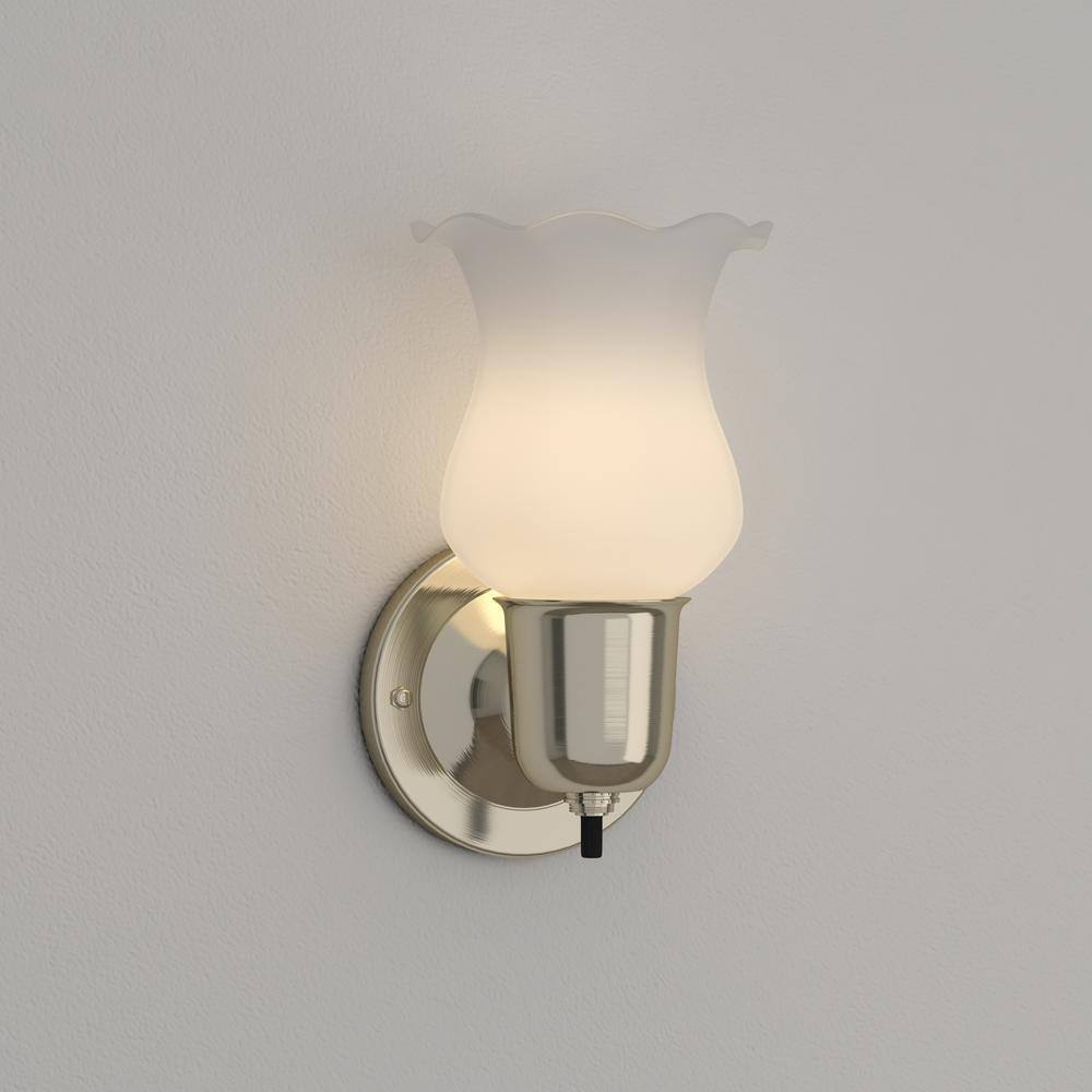 Sleek Brushed Nickel Wall Sconce with White Opal Glass