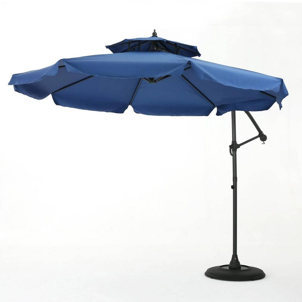 9.5 ft. Iron Cantilever Sun Canopy Patio Umbrella, for Garden Outdoor in Na