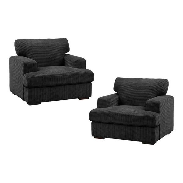 EVERGLADE HOME Dublin 42.5 in. W Square Arm Microfiber Straight Rectangle Chair in Gray (Set of 2)