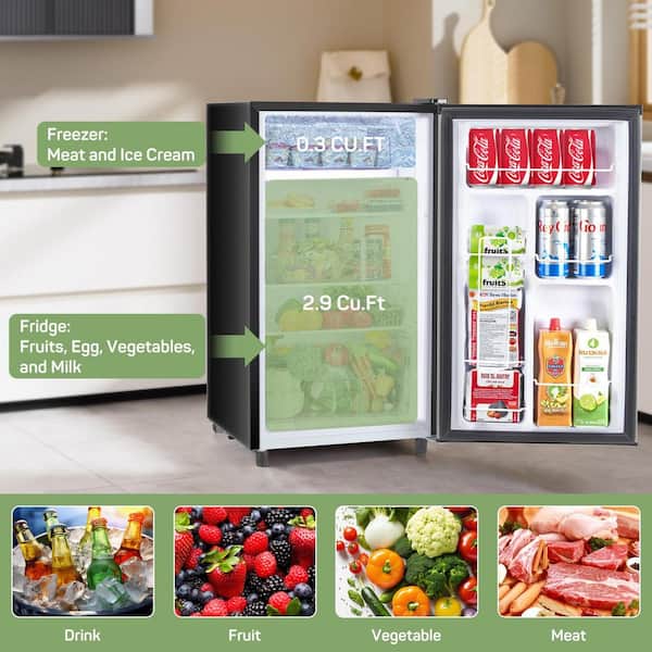3.2 cu. ft. Manual Push Button Defrost Mini Upright Freezer in Silver, Small Fridge with Freezer