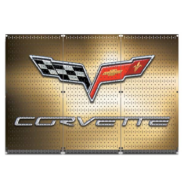HangTime 32 in. H x 48 in. W Corvette Design Metal Pegboard 3 Panel Set