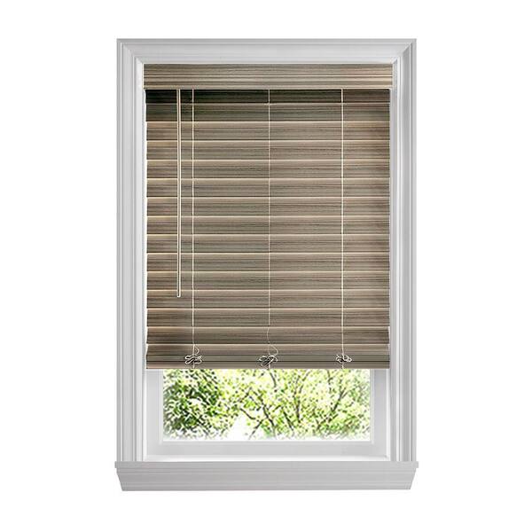 Home Decorators Collection Driftwood Gray Cordless Premium Faux Wood blinds with 2.5 in Slats - 46 in W x 72 in L (Actual Size 45.5 in W x 72 in L)