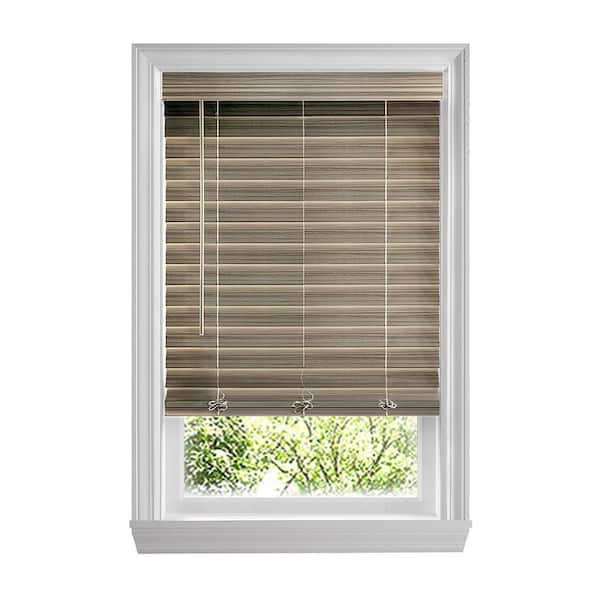 Home Decorators Collection Driftwood Gray Cordless Premium Faux Wood Blind/Shade with 2.5 in. Slats - 62.25 in. W x 64 in. L (Actual 61.75 x 64)