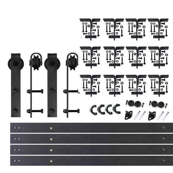 HOMACER 15 ft./180 in. Black Rustic Ceiling Mount Double Track Bypass ...