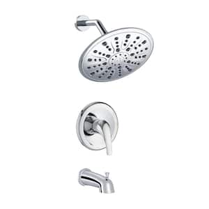 Single-Handle 1-Spray Round High Pressure Shower Faucet in Polished Chrome (Valve Included)