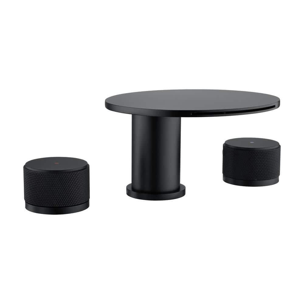 8 in. Widespread Double Handle Bathroom Faucet 3 Holes Brass Modern Waterfall Bathroom Sink Basin Faucets Matte Black price history on PriceWatchPro