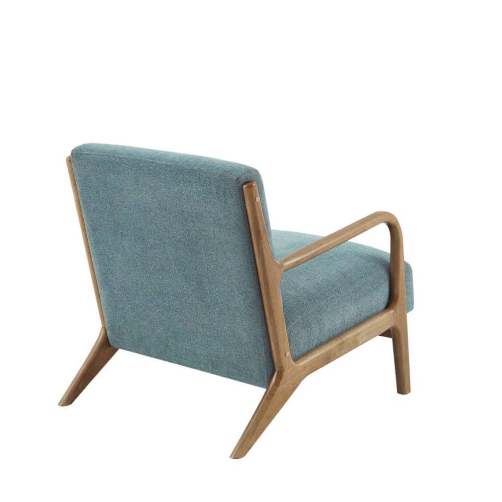 Mid-Century Teal Lounge Chair with Elm Wood Frame