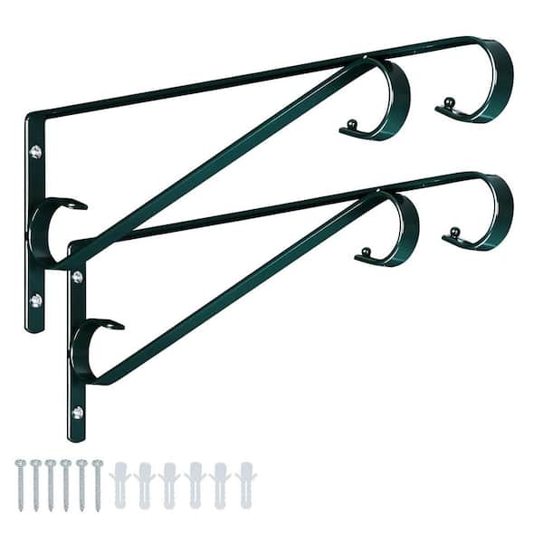 Plant Hanger Outdoor 15.4in. Blackish Green Heavy Duty Iron Hook for Wall Hanging Plants Bird Feeders Wind Chimes 2-Pack