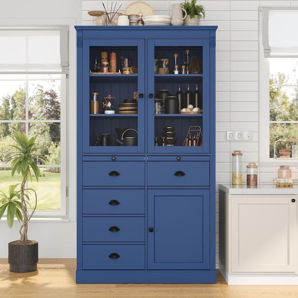 【blue moon】STANDARD TRADEキャビネット 40 in. W x 20 in. D x 72 in. H Blue Linen Cabinet Kitchen Pantry