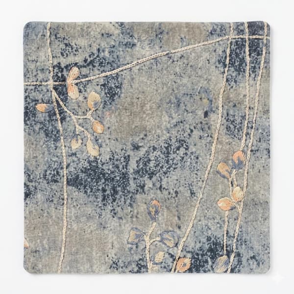 2 ft. x 8 ft. Blue, Ivory Floral Washable Runner Rug