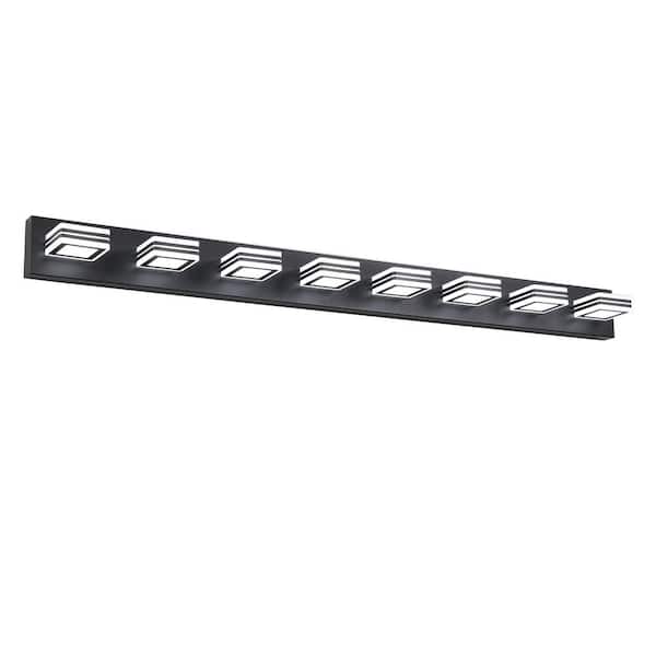 52.2 in. 8-Light Acrylic Matte Black Bathroom LED Vanity Light with Dimmable and Energy-Efficient