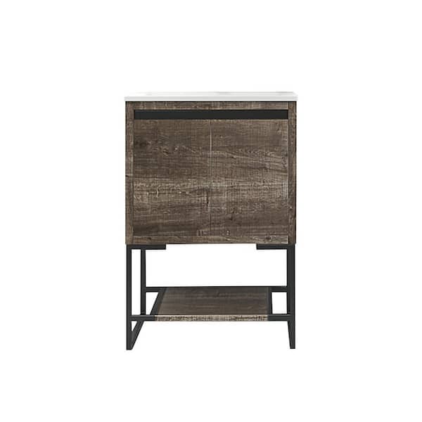 taholi 18 in. W x 24 in. D x 35 in. H Bath Vanity in Gray with White Granite Top