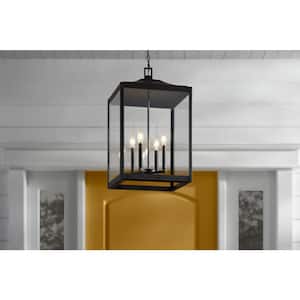 Havenridge 4-Light Matte Black Outdoor Chandelier with Clear Glass (1-Pack)