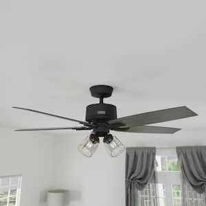 Gatlinburg 52 in. Indoor Matte Black Ceiling Fan with Light Kit and Remote Included