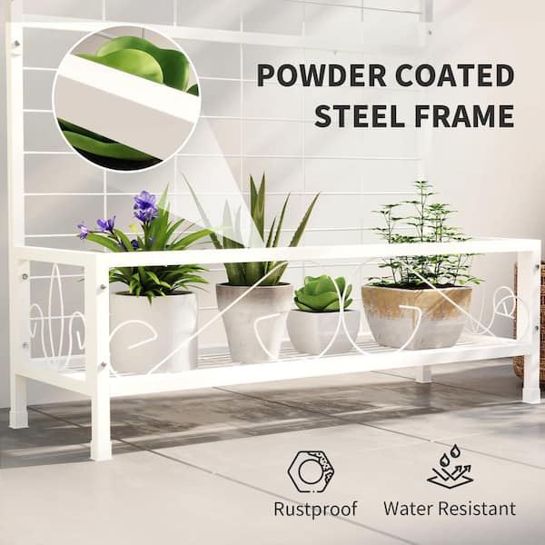 Outsunny Tall Steel Plant Stand with Trellis and Hanging Bar, Kits