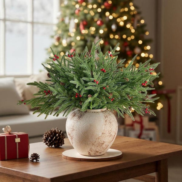 Christmas Series 17 in. Green Indoor/Outdoor Artificial Norfolk