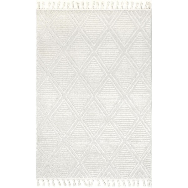 Balboa Textured Tile Ivory 8 ft. x 10 ft. Area Rug