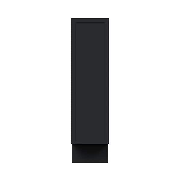 9 in. W x 24 in. D x 34.5 in. H RTA Solid Wood Frame Shaker Base Kitchen Cabinet in Ebony Black