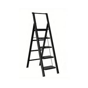 5.3 ft. Black Steel Folding 5 Step Ladder (9 ft. Reach), 600 lbs.  Load Capacity