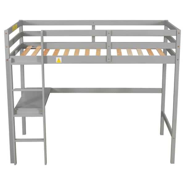Siavonce Grey Twin Size Loft Bed with Built-in Desk DJ-Y-W50450910 ...