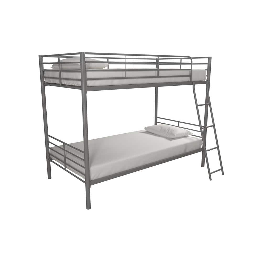 Silver Metal Convertible Twin Over Twin Bunk Bed DE06438 - The Home Depot