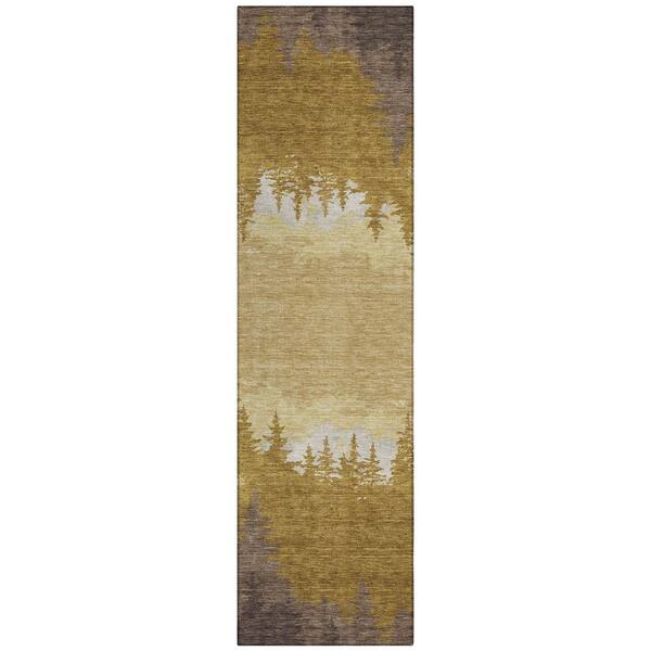 Chantille Machine Washable Indoor/Outdoor Abstract ACN2861 Walnut 2 ft. x 7 ft. Runner Rug