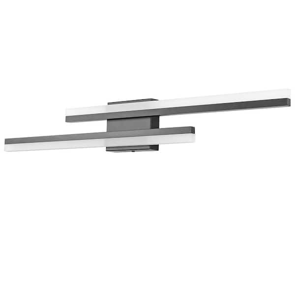 2-Light Modern Matte Black LED Wall Sconce Sleek Linear Fixture for Bedroom, Hallway with Frosted Acrylic Shade