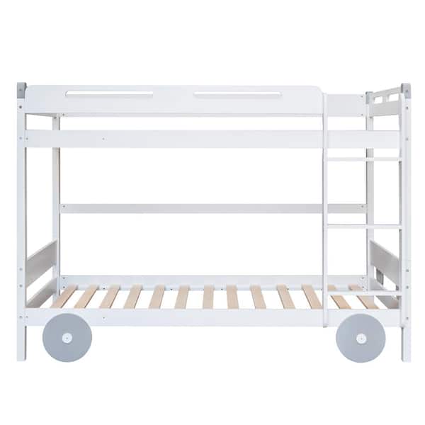 ATHMILE White Wood Frame Twin Bed Frame