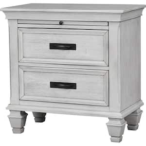 Franco Antique White 2-Drawer Nightstand