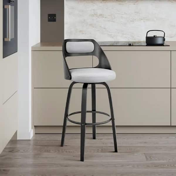 30 Inch Leatherette Barstool With Cut Out Back Gray And Black Saltoro Sherpi, How To Cut Metal Bar Stool Legs Shorter