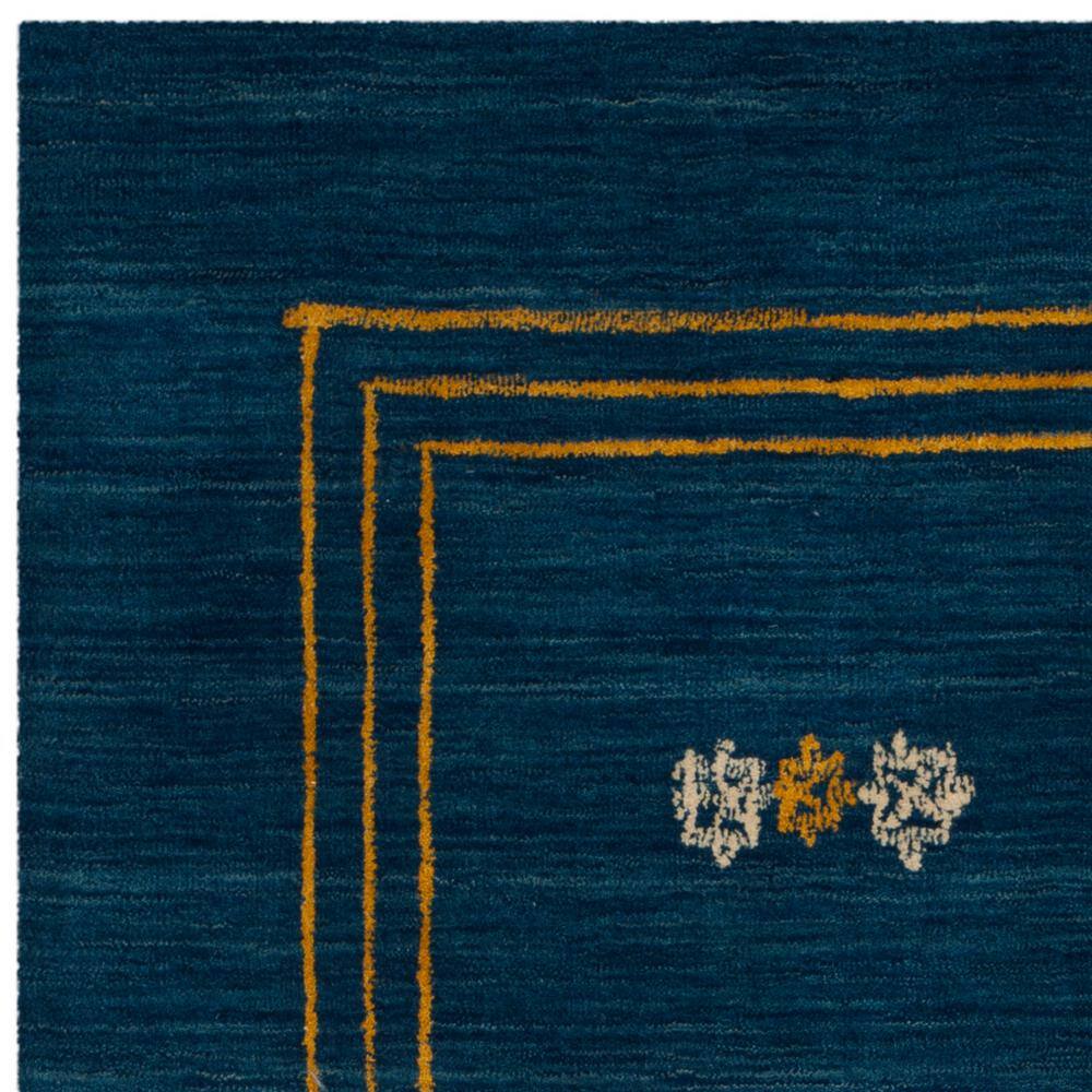 Handmade Blue Wool 4' x 6' Rectangular Area Rug