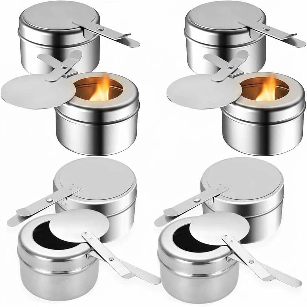 8-Pack Stainless Steel Chafing Fuel Wick Holder 3.6 x 2 in. with Safety Cover for Buffet Catering Cover, price history on PriceWatchPro