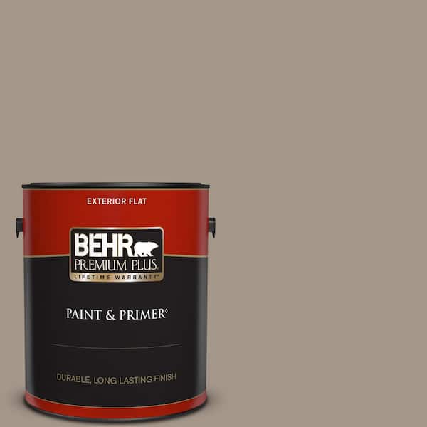 BEHR PREMIUM PLUS 1 gal. #N220-4 Shiitake Flat Exterior Paint & Primer