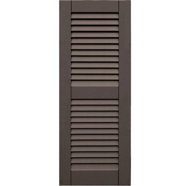 Winworks Wood Composite 15 in. x 39 in. Louvered Shutters Pair #641 Walnut