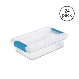 19618606 Small Lidded File Box Clear Storage Tote Container, 24 Pack