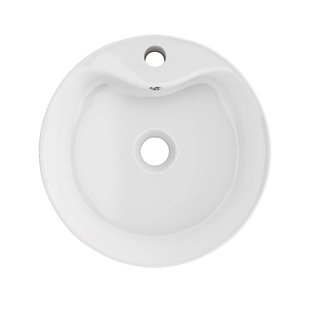 Altair 18.3'' White Ceramic Circular Bathroom Sink with Overflow