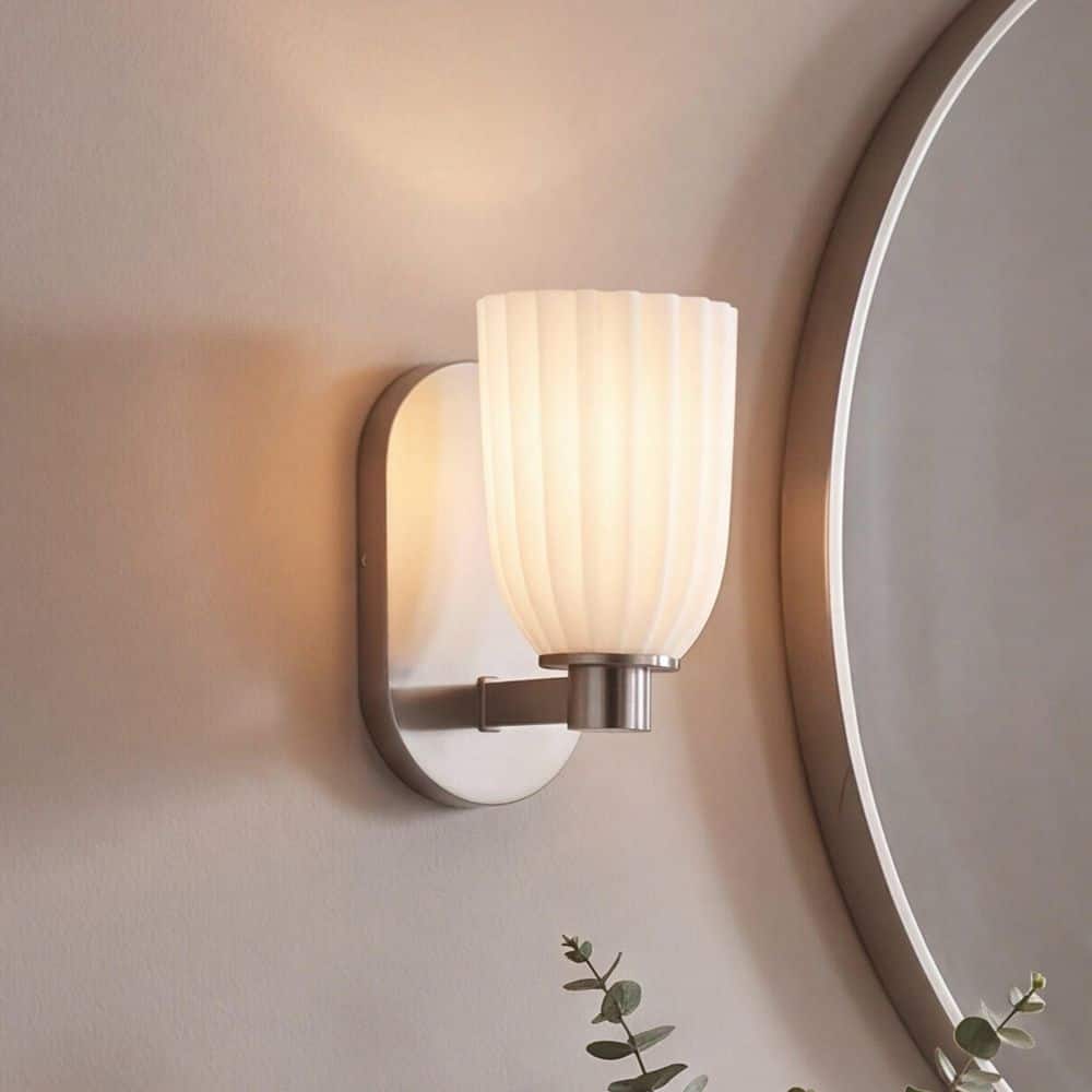 Baldwin 4.5 in. W x 8.75 in. H 1-Light Satin Nickel Transitional Wall Sconce price history on PriceWatchPro