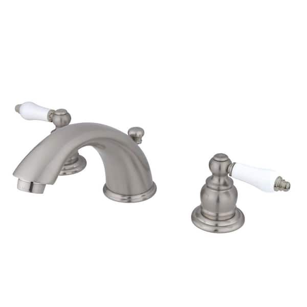 Kingston Brass Magellan 8 in. Widespread 2-Handle Bathroom Faucets with Plastic Pop-Up in Brushed Nickel