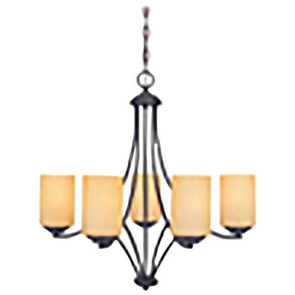 Designers Fountain Marbella 5-Light Oil Rubbed Bronze Chandelier with Satin Bisque Glass Shades
